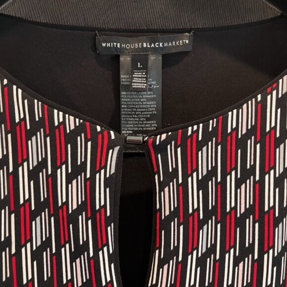 White House Black Market Reversible Blouse Red Black Geo Print Sleeveless Top L - Picture 2 of 4